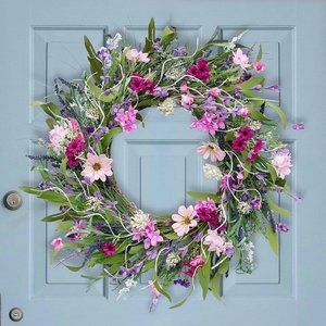 22'' Spring Door Lavender and Daisy Pink Artificial Wreath
